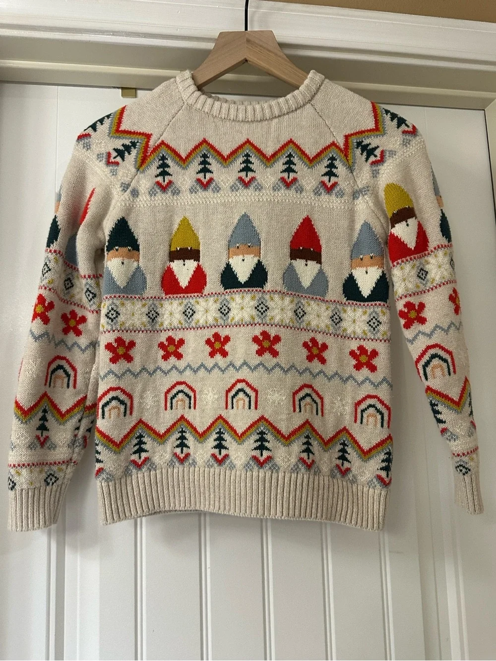 Hanna Andersson Gnome Pattern fair isle  Knit Sweater 130 cm us 8 EUC